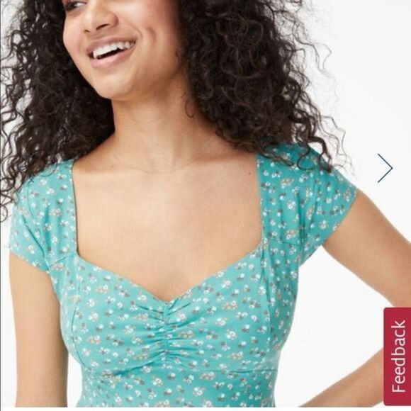 ✨Aeropostale Floral Sweetheart Neck Tie Back Teal Sz XL Dress✨ - Picture 3 of 11